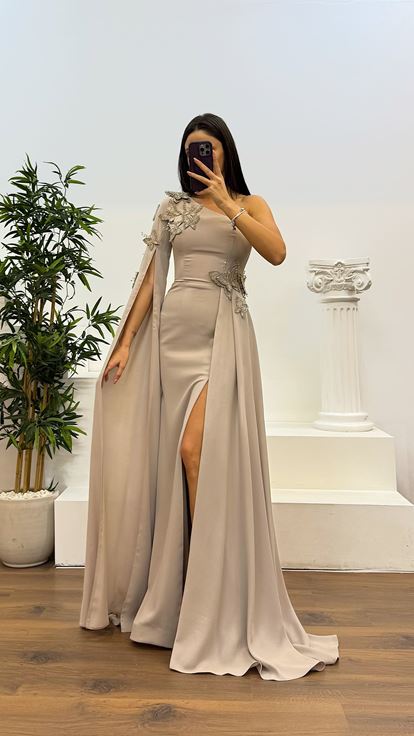 Tas Single Sleeve Evening Dress