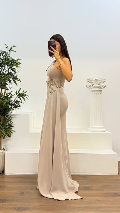Tas Single Sleeve Evening Dress