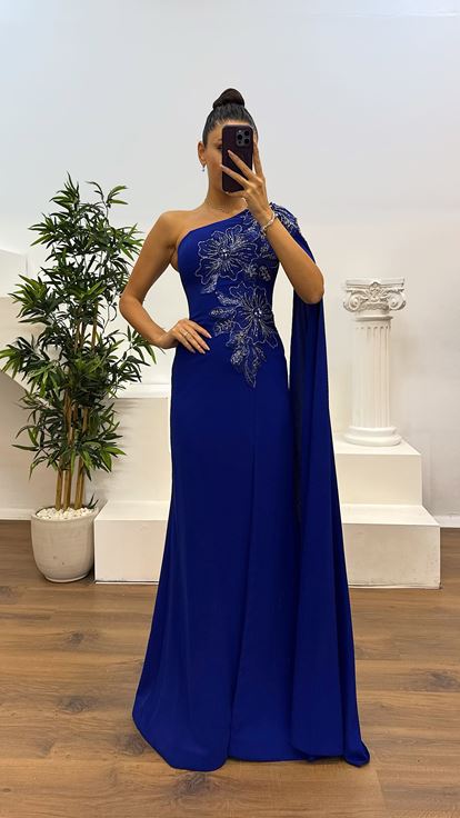 Robe de soirée Saks à manches simples