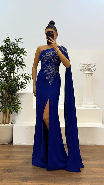 Robe de soirée Saks à manches simples