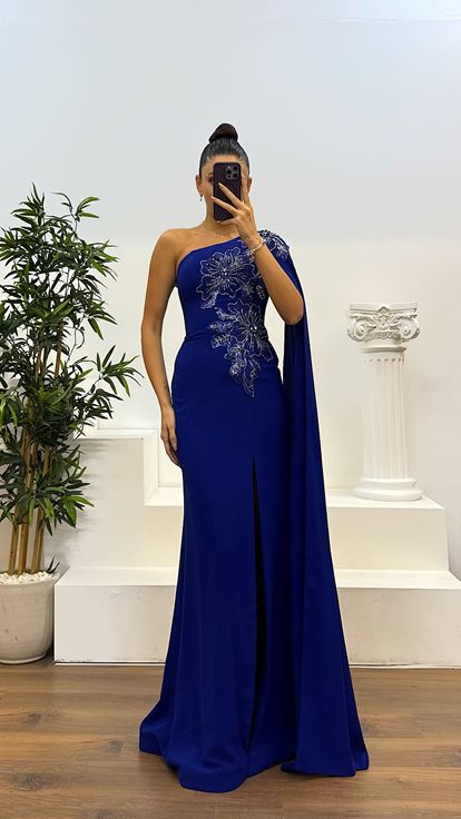 Robe de soirée Saks à manches simples