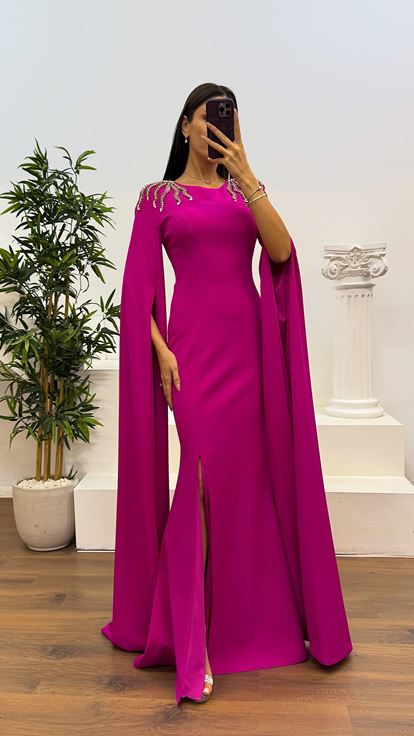 Fusya Shoulder Embroidery Detail Evening Dress