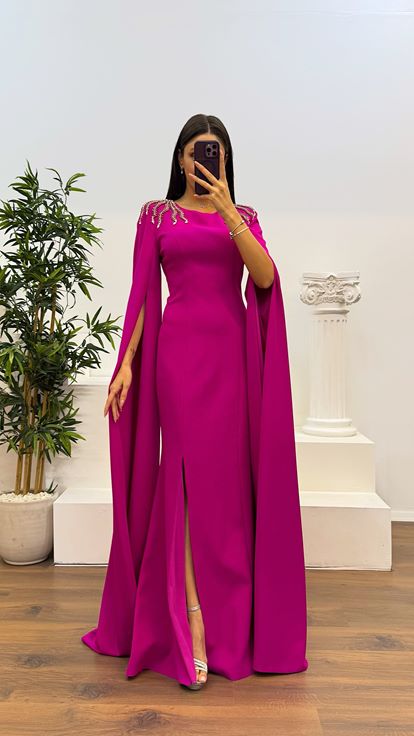 Fusya Shoulder Embroidery Detail Evening Dress