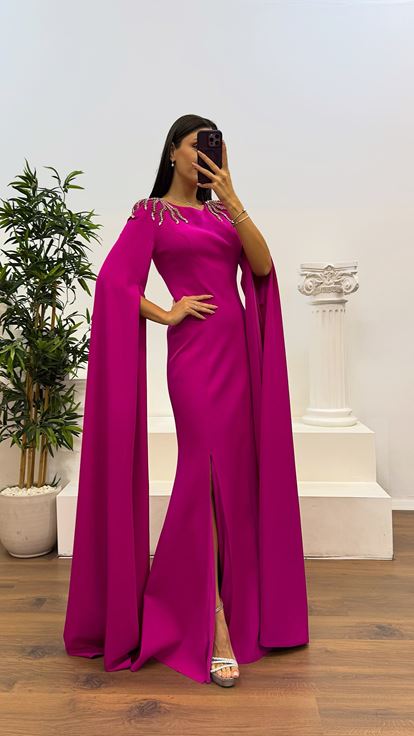 Fusya Shoulder Embroidery Detail Evening Dress