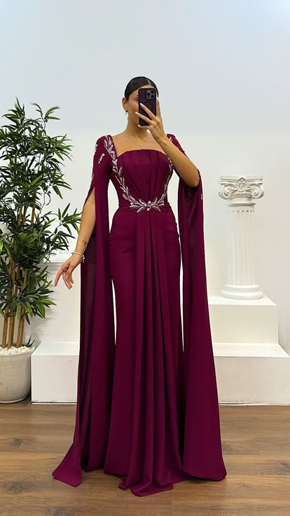 Mürdüm İşleme Detay Abiye Elbise