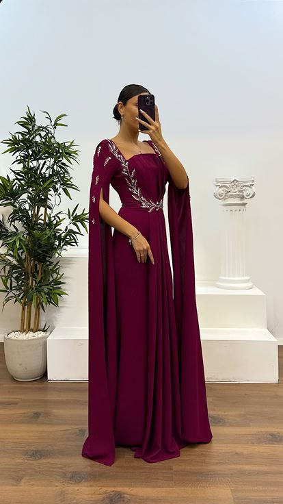 Mürdüm İşleme Detay Abiye Elbise