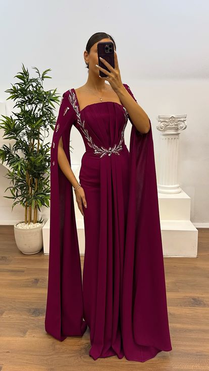 Mürdüm İşleme Detay Abiye Elbise