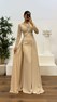 Bej İşleme Detay  Abiye Elbise