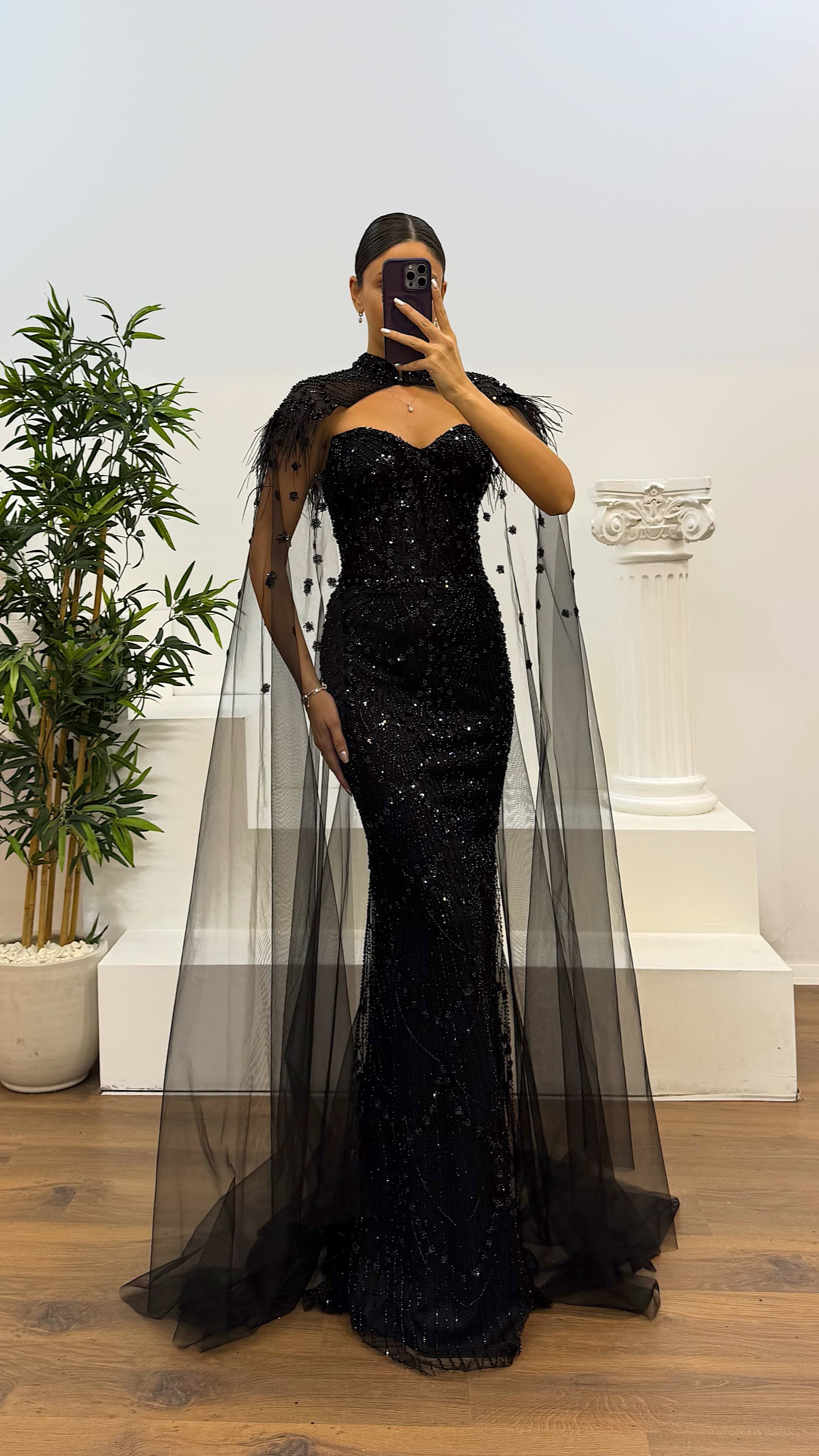 black cape evening dress STRAPLESS BLACK VELVET CAPE GOWN | CULT MIA