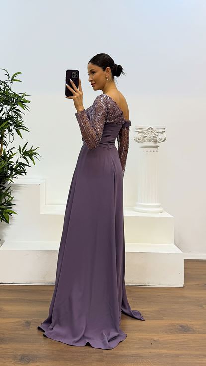 Abito da sera a manica singola Lila