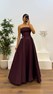 Bordo Straplez Tafta Abiye Elbise