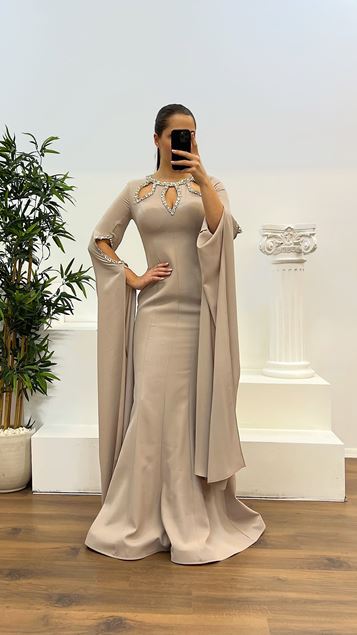 Stone Detail Plus Size Evening Dress