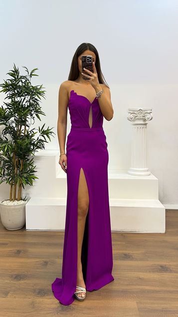 Purple Sweetheart Neckline Strapless Evening Dress