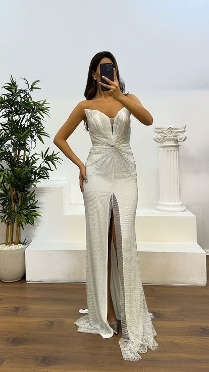 Abito da sera in rete senza spalline Bone Jan Jan