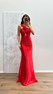 Kırmızı Tek Omuz Drapeli Abiye Elbise
