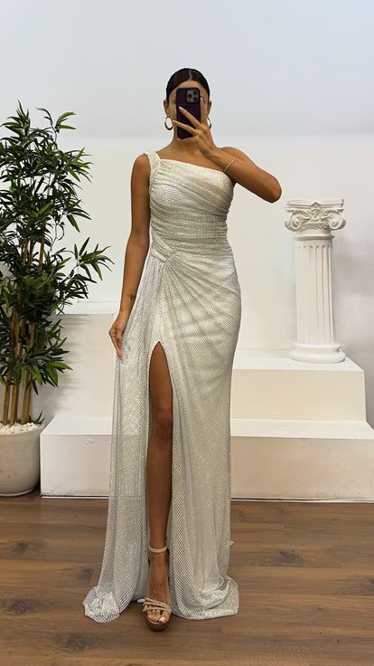 Abito da sera in rete monospalla Bone Jan Jan