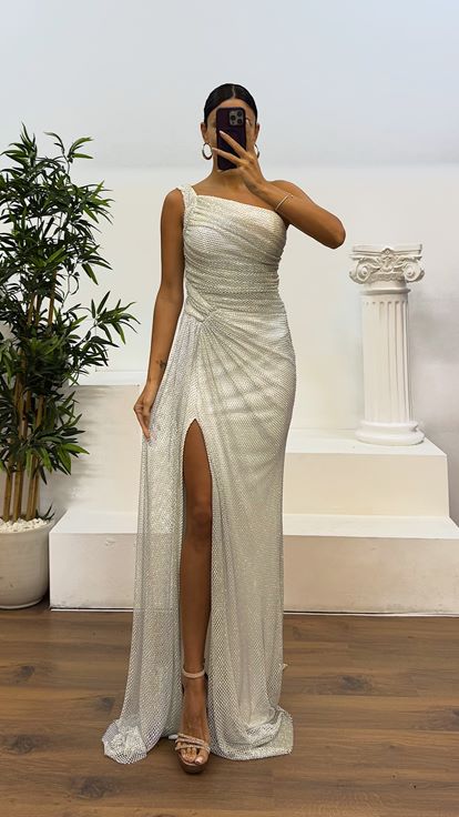 Abito da sera in rete monospalla Bone Jan Jan