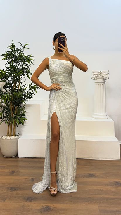 Abito da sera in rete monospalla Bone Jan Jan