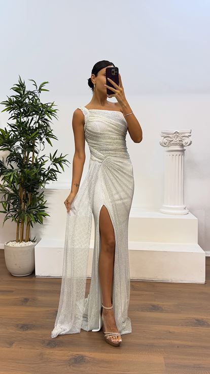 Abito da sera in rete monospalla Bone Jan Jan