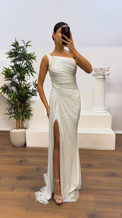 Abito da sera in rete monospalla Bone Jan Jan