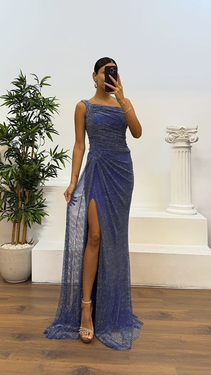 Abito da sera in rete monospalla Saks Jan Jan