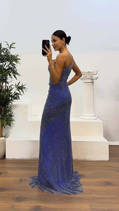 Abito da sera in rete monospalla Saks Jan Jan