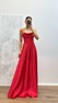 Kırmızı Sırt Detay Saten Abiye Elbise