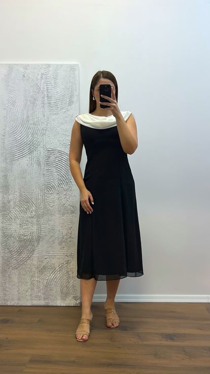 Abito da sera midi taglie forti con dettaglio posteriore