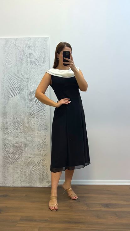 Abito da sera midi taglie forti con dettaglio posteriore