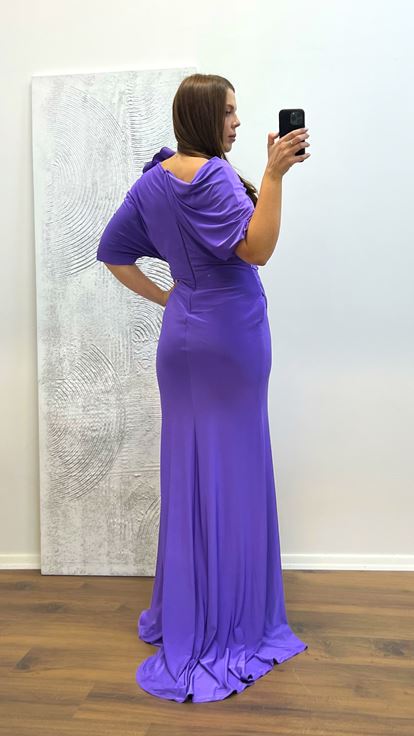 Lavender Flower Detail Plus Size Evening Dress