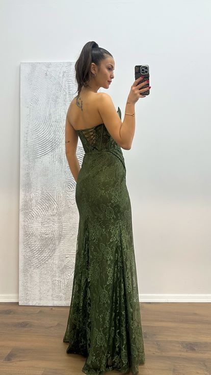 Abito da sera Dandel senza spalline kaki