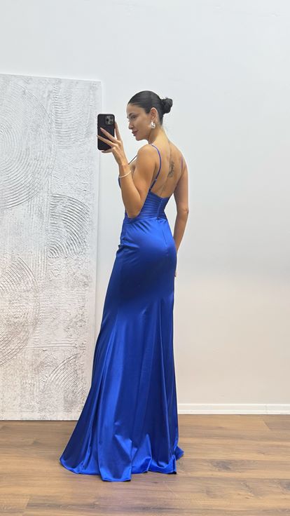 Saks - Robe de soirée à bretelles en corde et détails à la taille