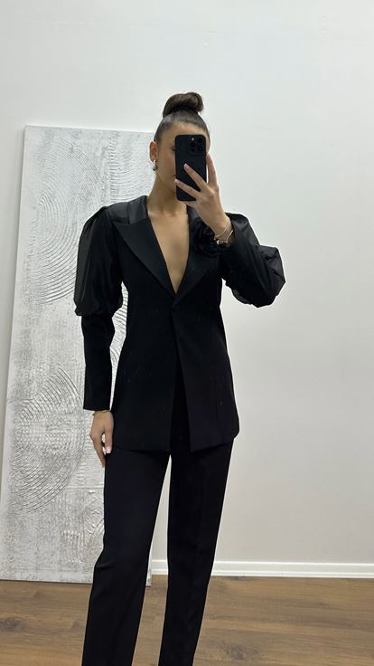 Siyah Balon Kol Abiye Takım