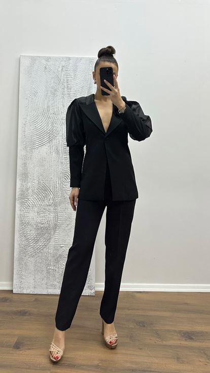 Siyah Balon Kol Abiye Takım