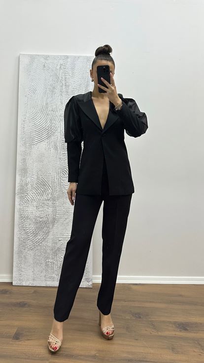 Siyah Balon Kol Abiye Takım