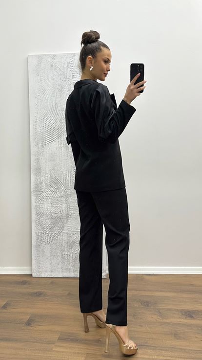 Siyah Balon Kol Abiye Takım