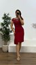 Kırmızı Volanlı Midi Büyük Beden Abiye Elbise