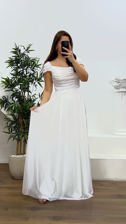 Abito da sera taglie forti drappeggiato sul petto con osso