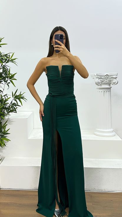 Robe de soirée bustier émeraude