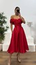 Kırmızı Sırt Detay Midi Abiye Elbise