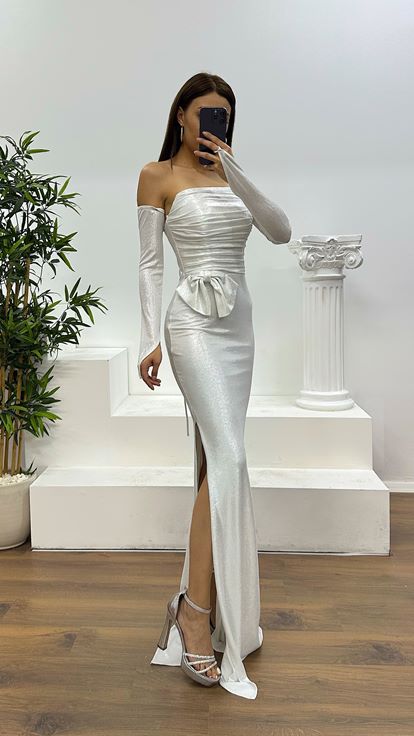 Robe de soirée bustier avec nœud en os