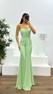 Mint Straplez Abiye Elbise