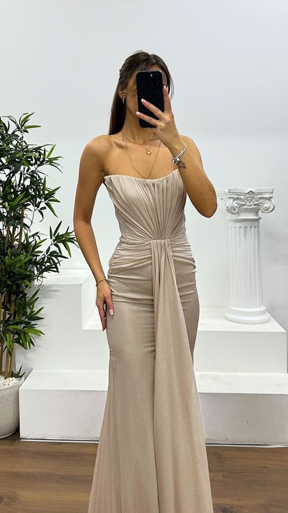 Mink Strapless Evening Dress