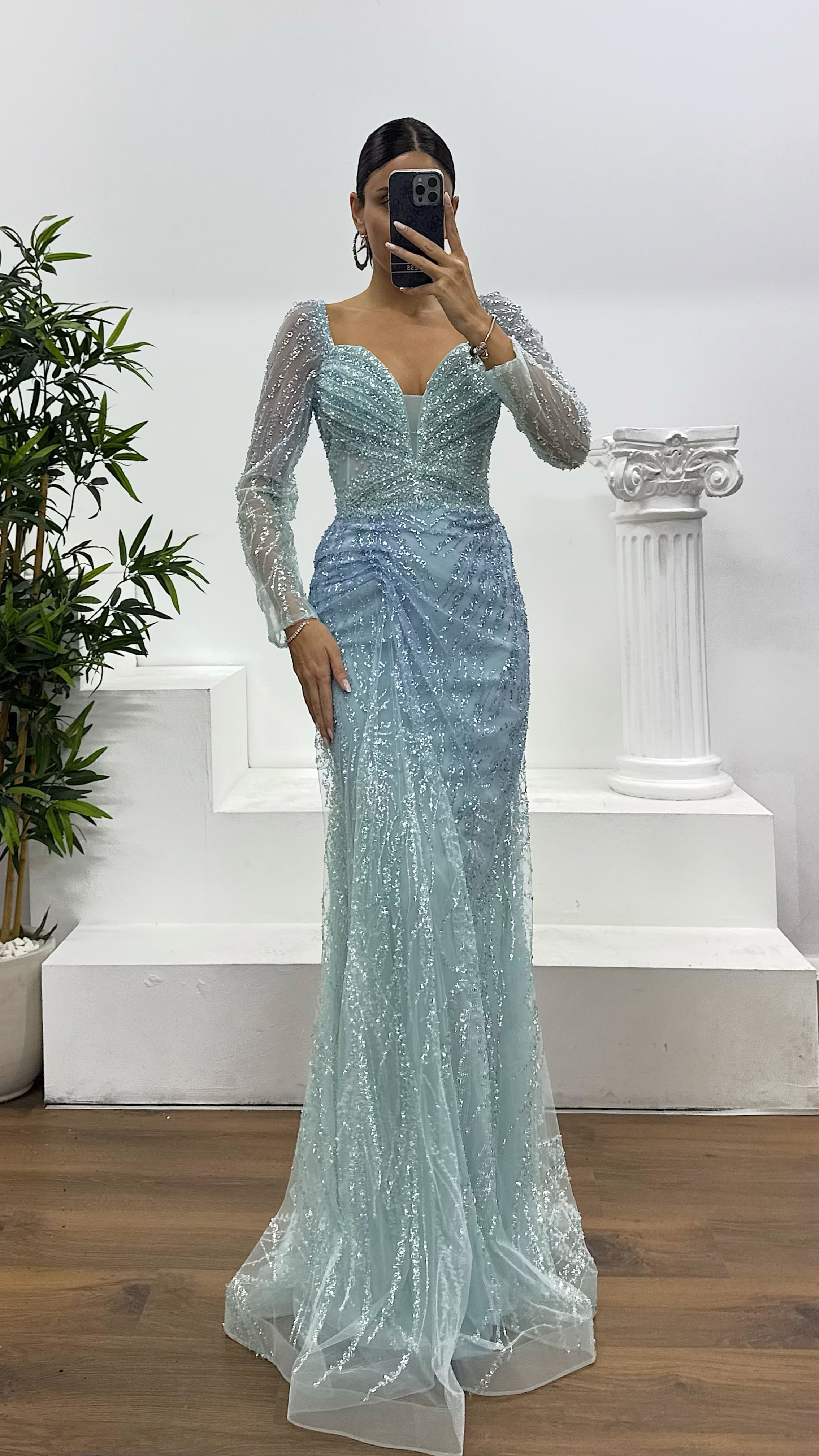 mother of the bride blue dresses Formal Mother of the Bride Sequin Long Dress – The Dress Outlet main image 0