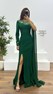 Zümrüt Kol Detay Abiye Elbise