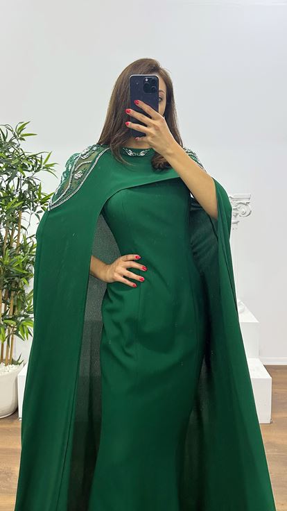 Emerald Cape Strapless Evening Dress