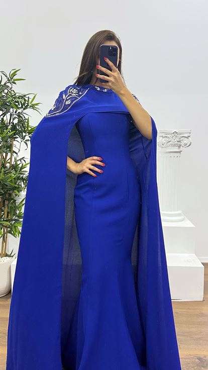 Strapless Evening Dress with Saxon Cape