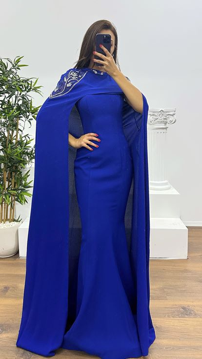 Strapless Evening Dress with Saxon Cape