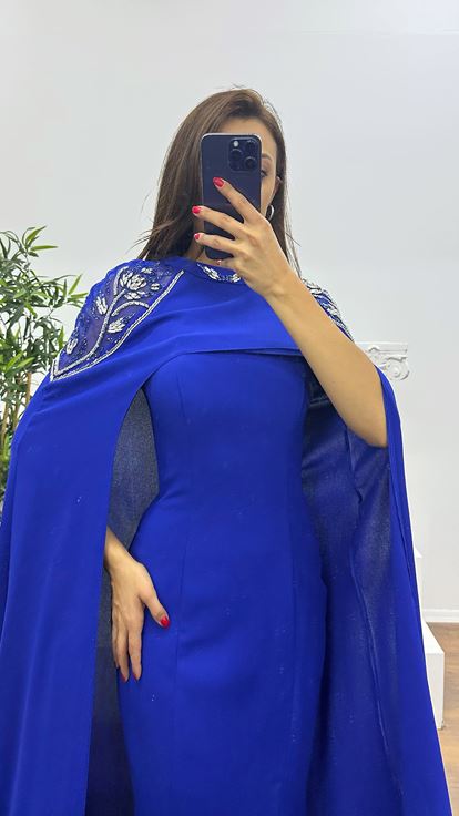 Strapless Evening Dress with Saxon Cape