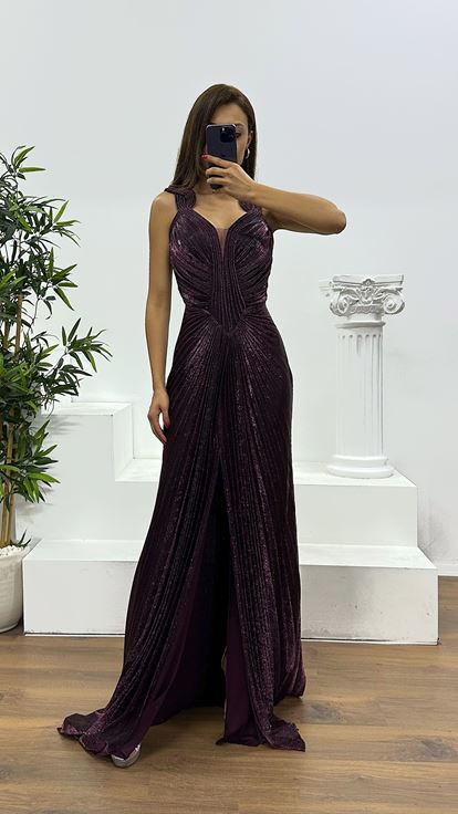 Murmur Strappy Draped Evening Dress